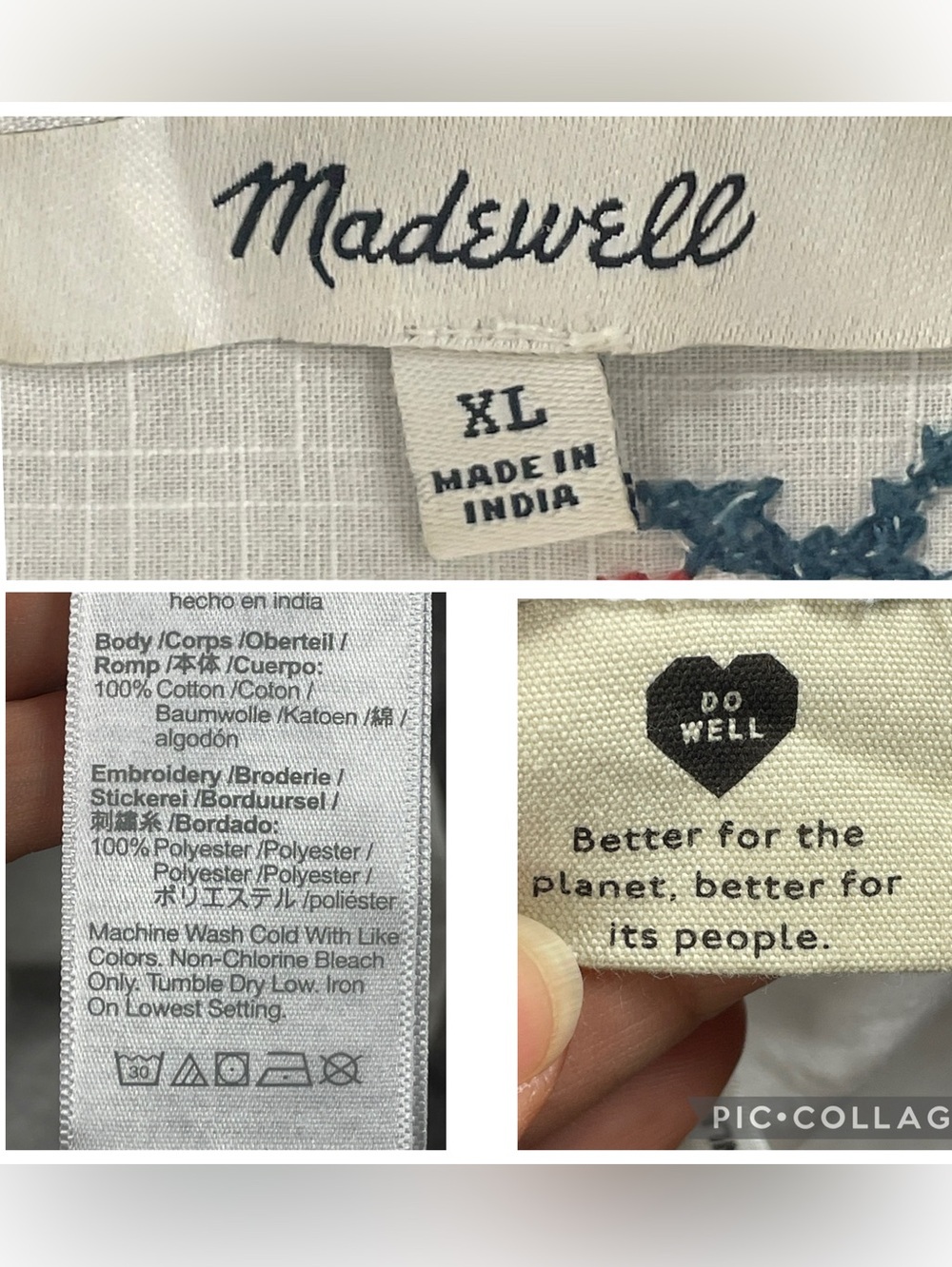Madewell Cross-Stitch Floral Cotton Cottagecore Feminine Airy Pocket Shirt XL - Picture 3 of 12